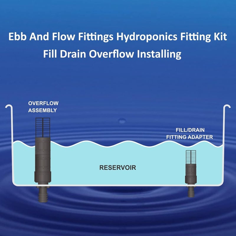 Toolazy Ebb & Flow Fitting Kit，Ebb and Flow Fitting Complete Kit Combo Set with 2 Extensions Used for hydroponics, Tidal Irrigation,Aeroponic,Flood and Drain and drip Irrigation Systems - Image 5
